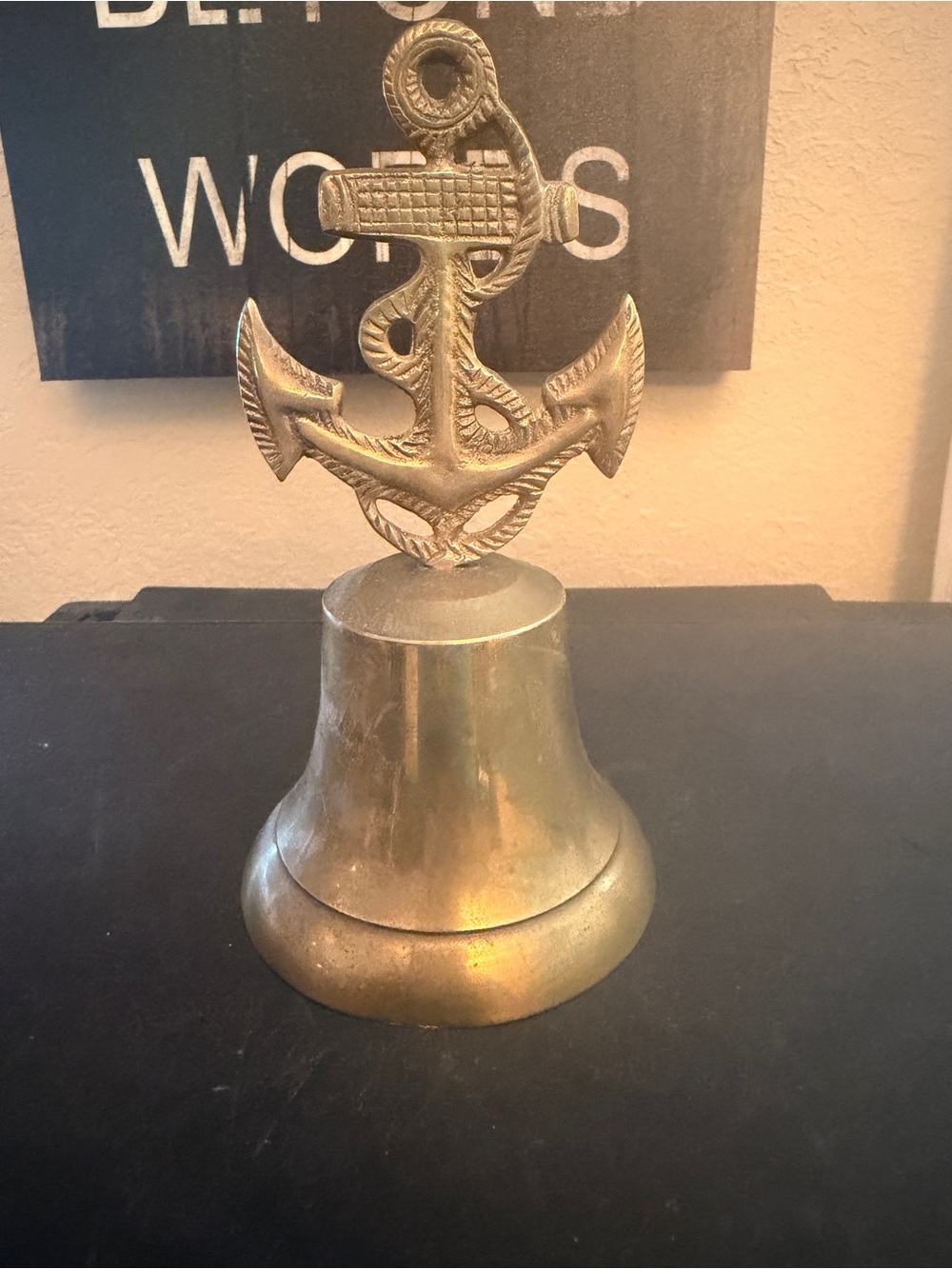 Brass Anchor Decorative Bell - Gold Nautical Accent